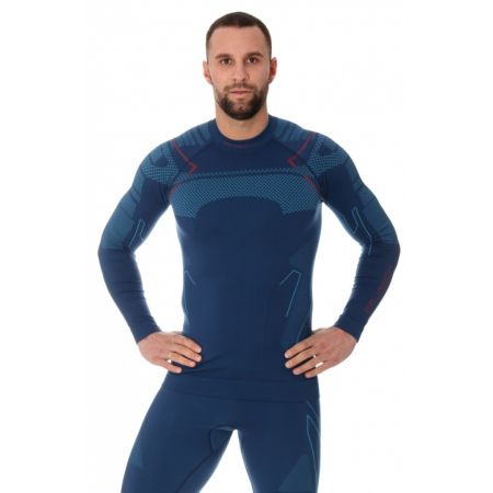 купить Футболка Brubeck Thermo Nilit Heat черный/голубой мужская