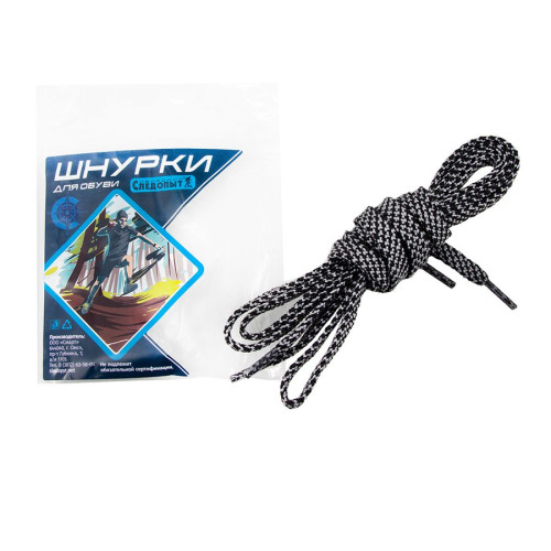 Купить шнурки следопыт плоские,ширина 0,7 см,длина 120 см,черно-серый в Ростове-на-Дону