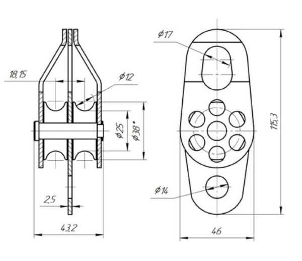 Блок-ролик Вертикаль двойной сталь с подшипником в Ростове-на-Дону  