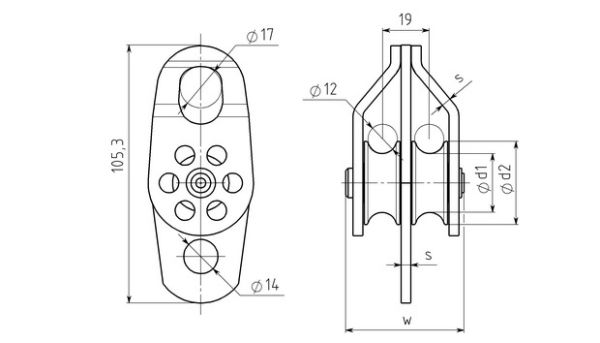  Блок-ролик Вертикаль двойной сталь с подшипником в Ростове-на-Дону  